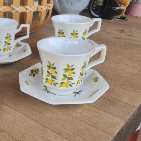 Johnson Brothers Ironstone Lemon Tree cups and saucers