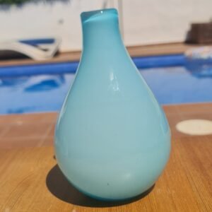 Sky blue cased vase white interior