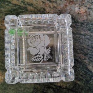 Beautiful cut and engraved glass trinket box, Galway Ireland
