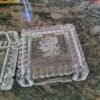 "Irish Rose" square engraved glass Trinket Box by Galway Ireland
