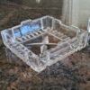 "Irish Rose" square engraved glass Trinket Box by Galway Ireland