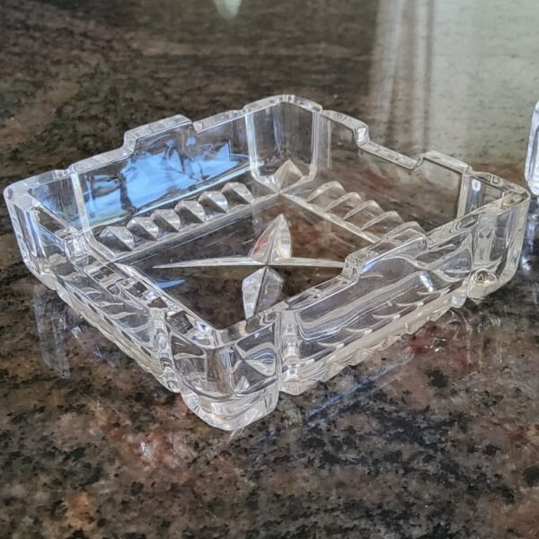 "Irish Rose" square engraved glass Trinket Box by Galway Ireland