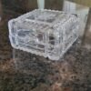 "Irish Rose" square engraved glass Trinket Box by Galway Ireland