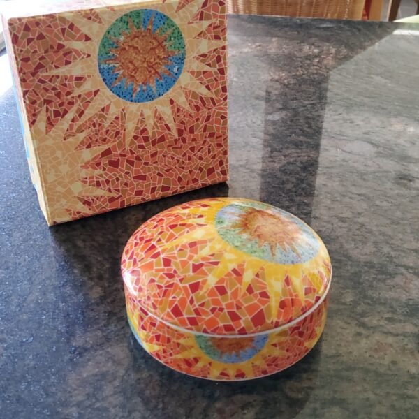 Round Gaudi style  colorful porcelaine Trinket Box